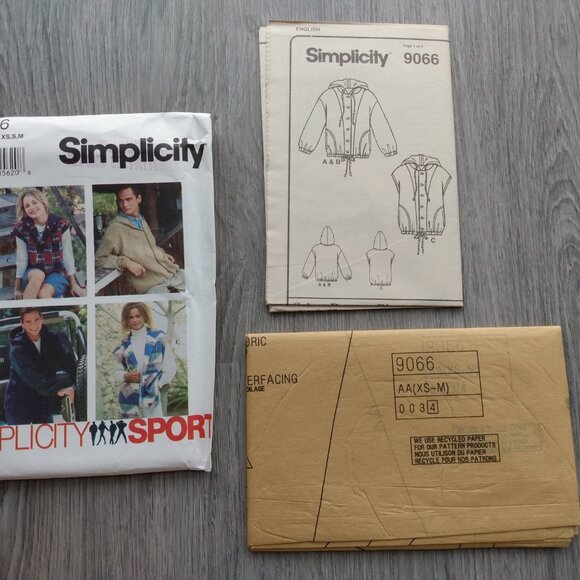 Vintage 90s Jacket Vest Sewing Pattern Size XS-M Unisex Simplicity 9066 - Picture 9 of 11